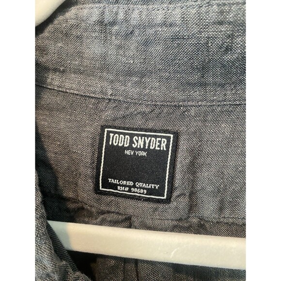 TODD SNYDER Men's 100% LINEN Casual Button Down Shirt Long Sleeve Grey Size XXL - Picture 8 of 9
